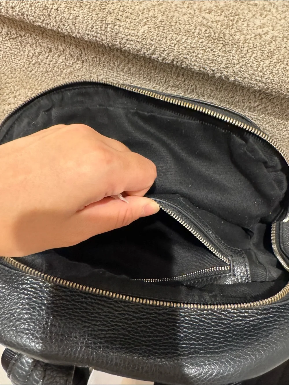 Vivienne Westwood Black Pebbled Leather Backpack with Silver Hardware